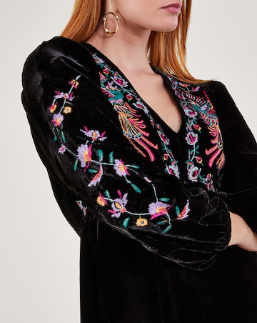 Monsoon Verina Velvet Embroidered Dress