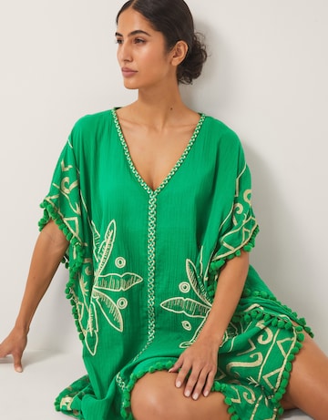 Monsoon Penny Tassel Embroidered Kaftan