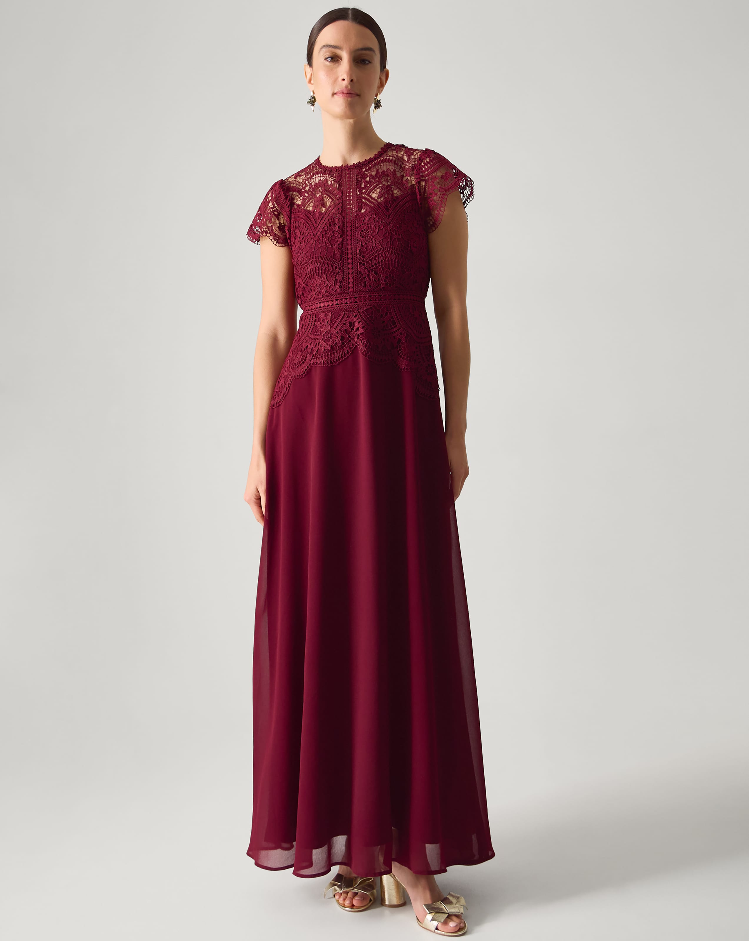 Monsoon Monica Lace Bridesmaid Dress - Burgundy