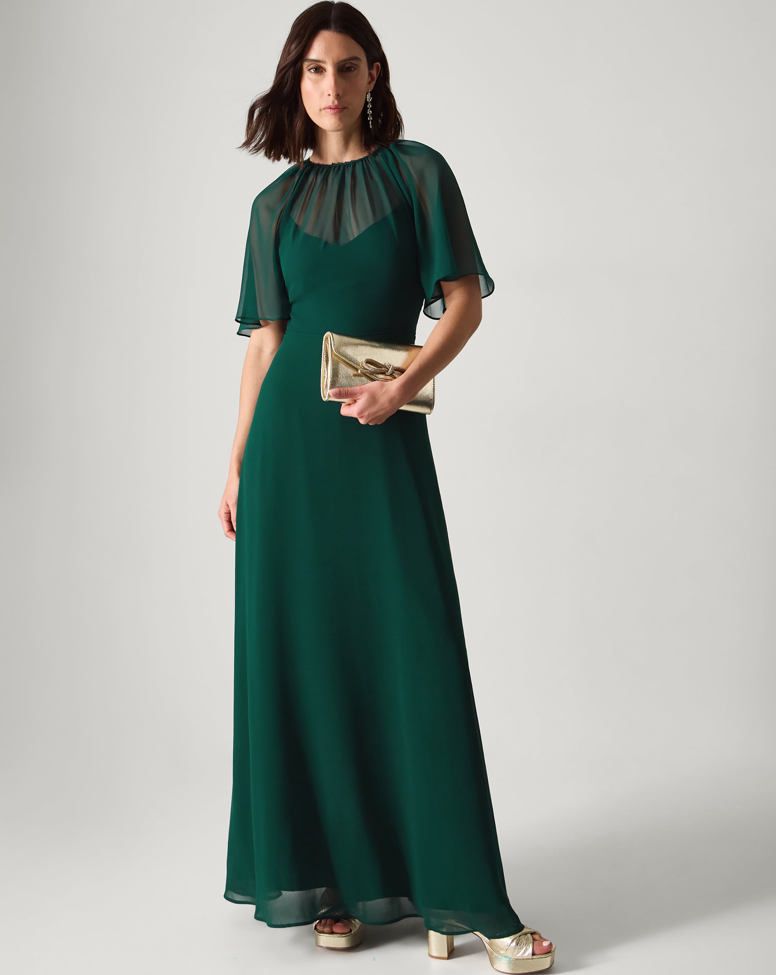 Monsoon Mona Angel Sleeve Maxi Dress