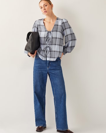 Monsoon Ava Tie-Front Check Blouse