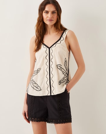 Monsoon Hope Leaf Embroidered Cami Top
