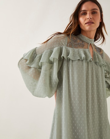 Monsoon Debbie Polka Dot Ruffle Maxi Dress