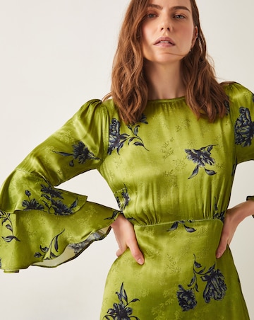 Monsoon Pelia Satin Ruffle Midi Dress