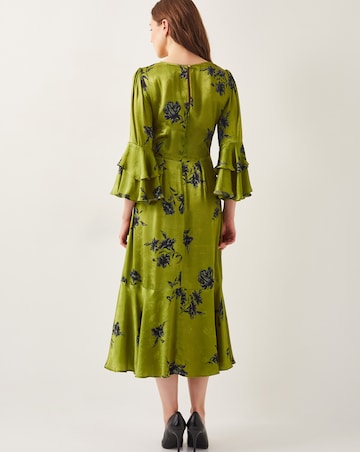 Monsoon Pelia Satin Ruffle Midi Dress