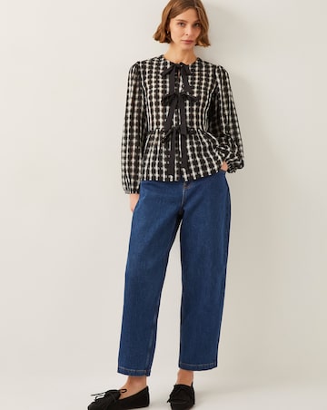 Monsoon Violet Bow Check Blouse
