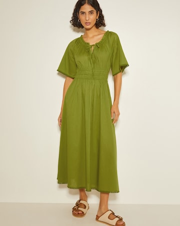Monsoon Nora Short Sleeve Cotton Midi Dress
