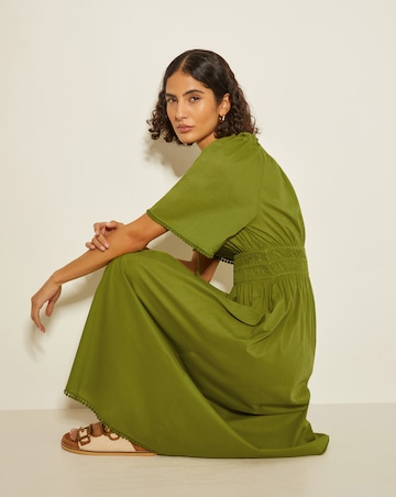 Monsoon Nora Short Sleeve Cotton Midi Dress