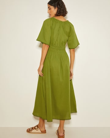 Monsoon Nora Short Sleeve Cotton Midi Dress