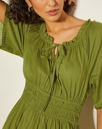 Monsoon Nora Short Sleeve Cotton Midi Dress