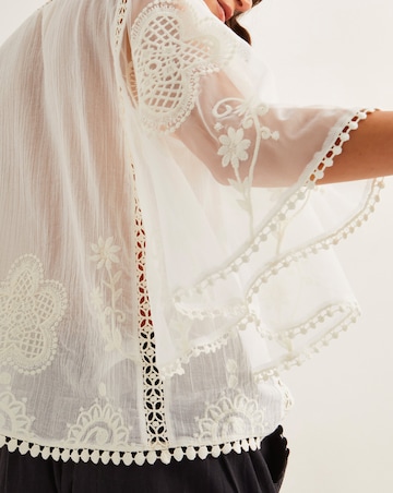 Monsoon Lena Sheer Embroidered Angel Sleeve Top