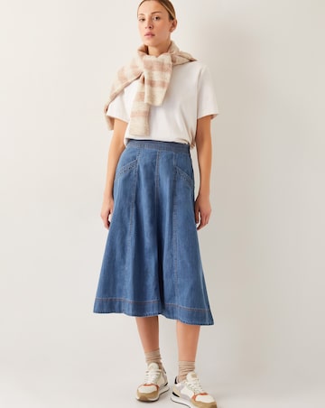 Monsoon Harper Seamed Denim Midi Skirt