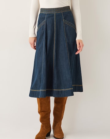 Monsoon Harper Seamed Denim Midi Skirt