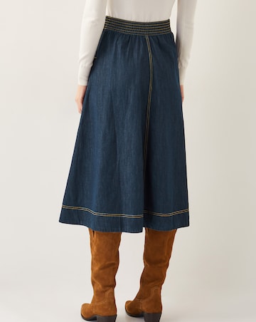 Monsoon Harper Seamed Denim Midi Skirt