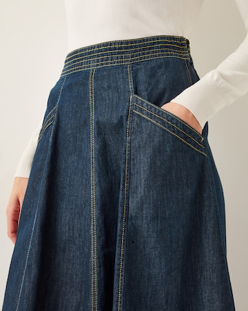 Monsoon Harper Seamed Denim Midi Skirt