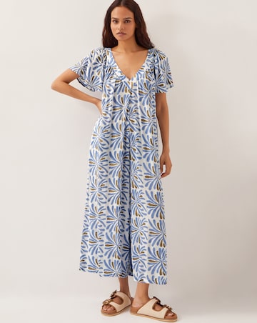 Monsoon Cece Woodblock Wide-Leg Jumpsuit