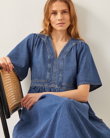 Monsoon Lydia Short Sleeve Denim Midi Dress