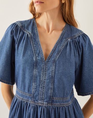 Monsoon Lydia Short Sleeve Denim Midi Dress