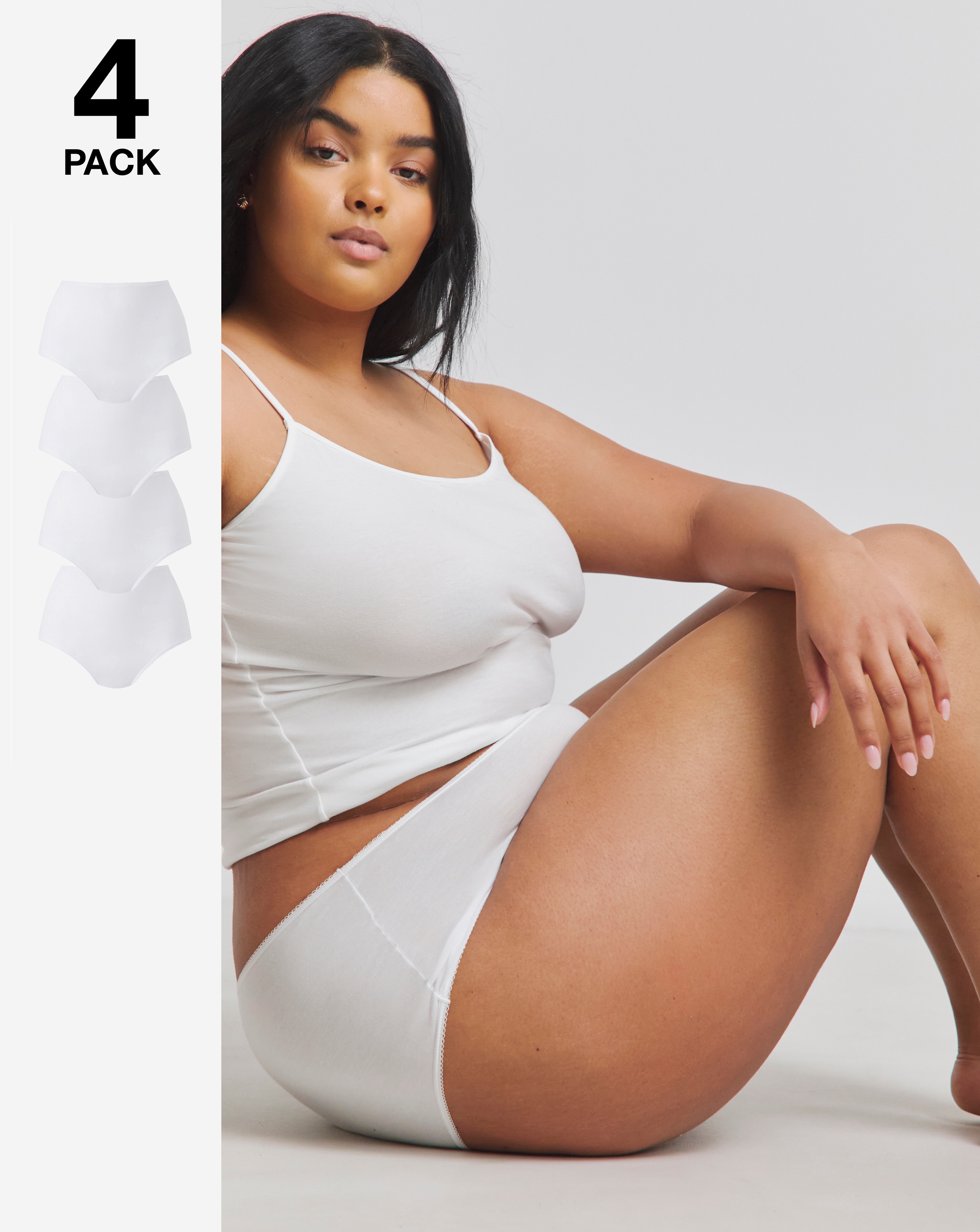 4 Pack White Full Fit Briefs