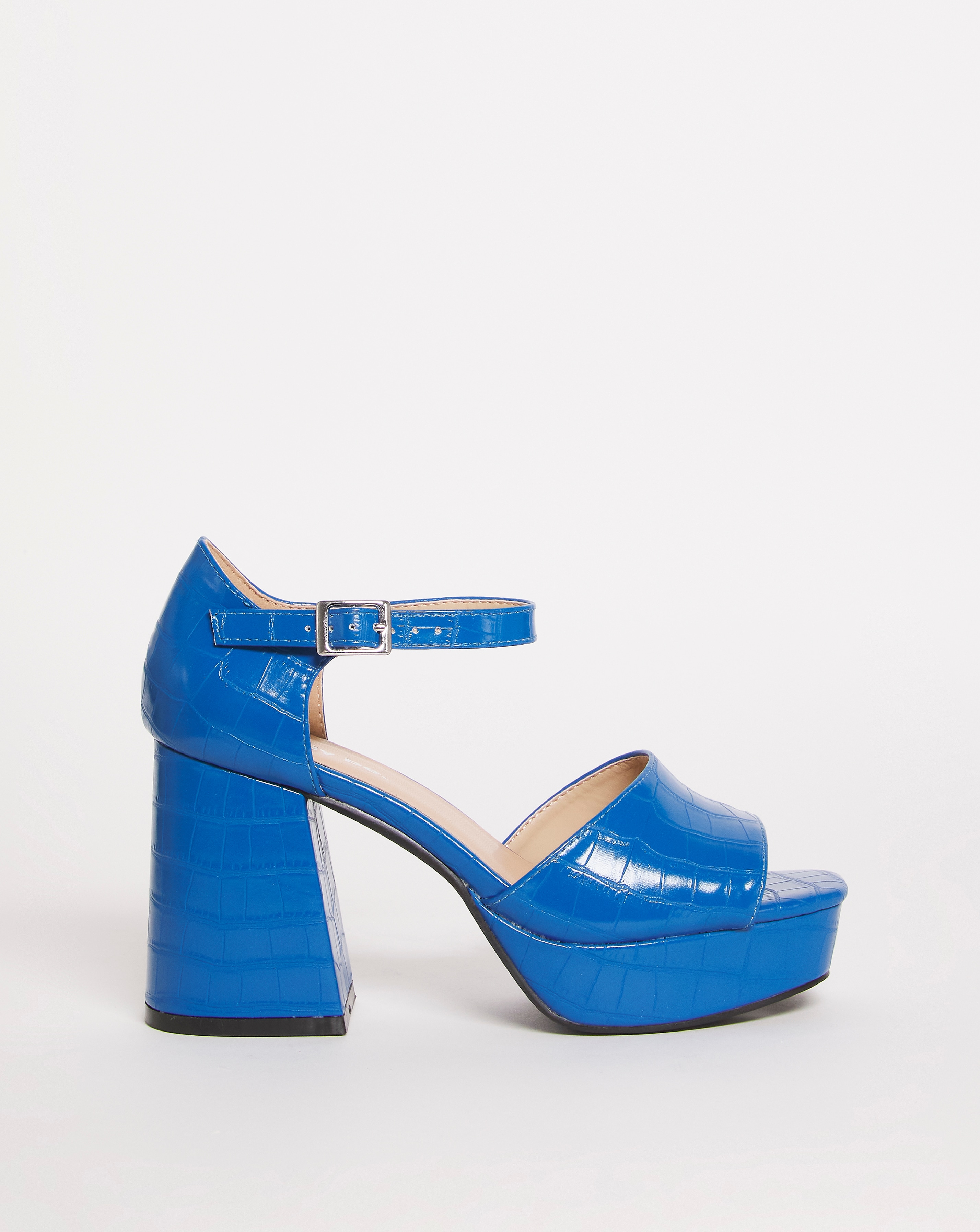 Simply Be Classic Platform Heeled Sandals Extra Wide In Blue | UK Size 8 Women's