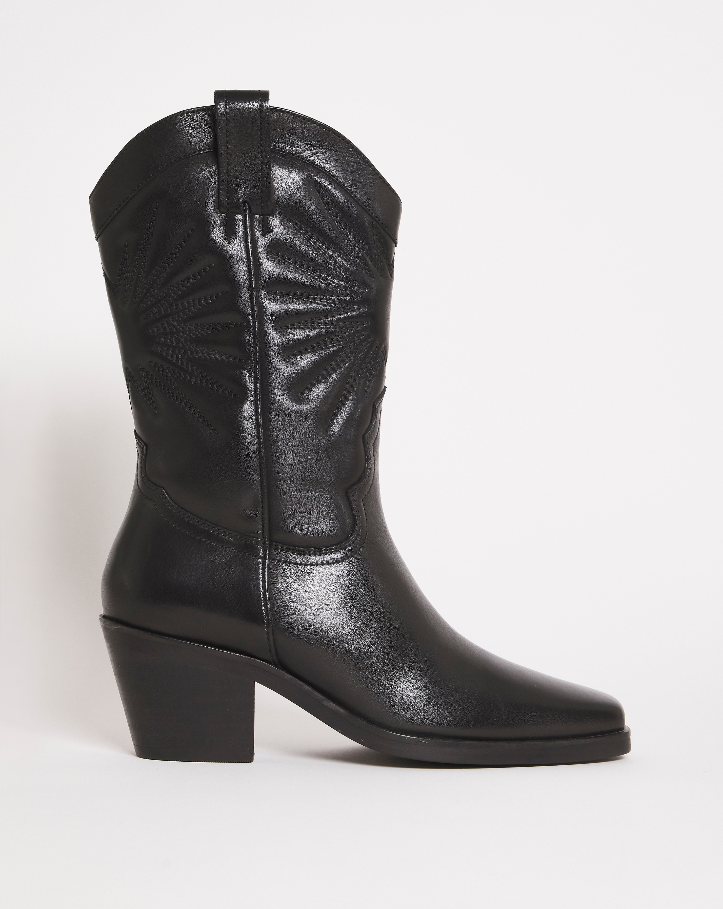 Embroidered Western Calf Boots Wide