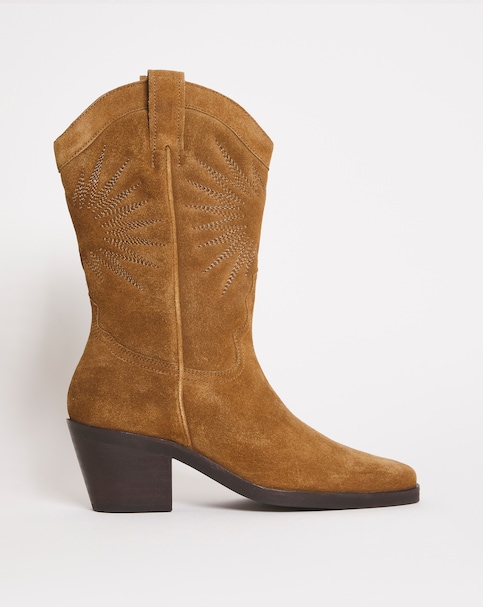 Embroidered Western Calf Boots Ex Wide