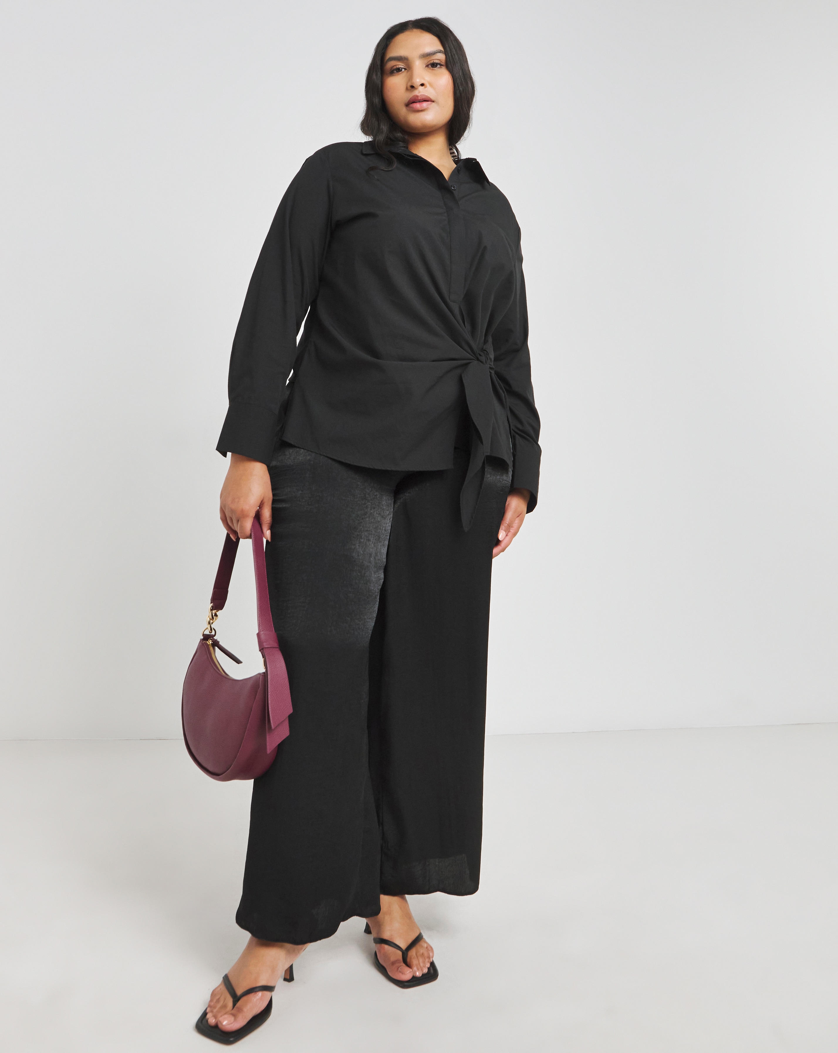 Velvet Satin Wide Leg Trouser