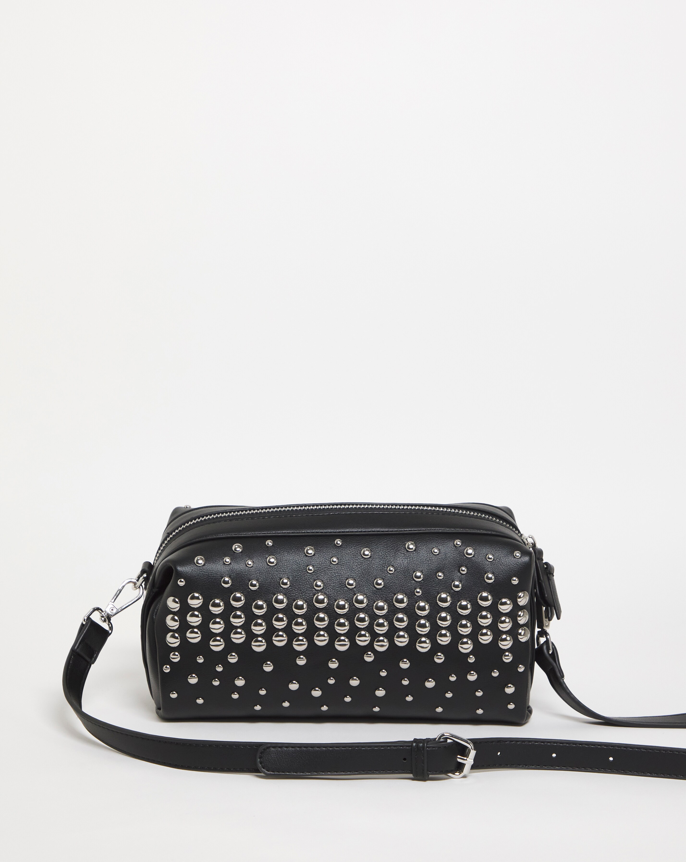 Black studded shoulder 2025 bag