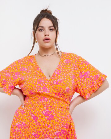 Pink Animal Print Crinkle Wrap Dress | Simply Be