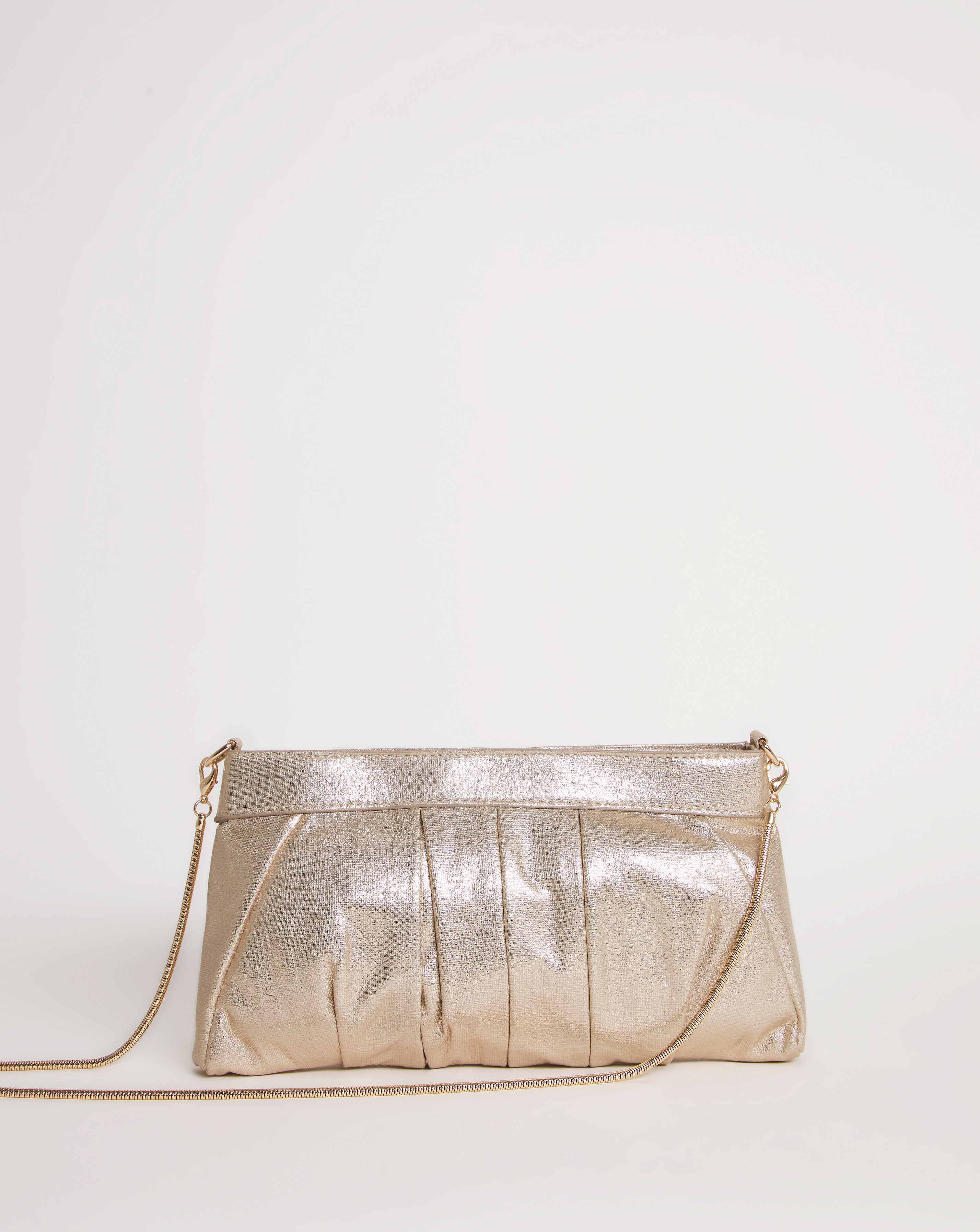 Gold Frame Detail Ruched Clutch Bag Simply Be
