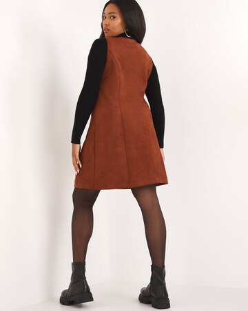 Rust Button Up Suedette Pinafore Dress | Simply Be