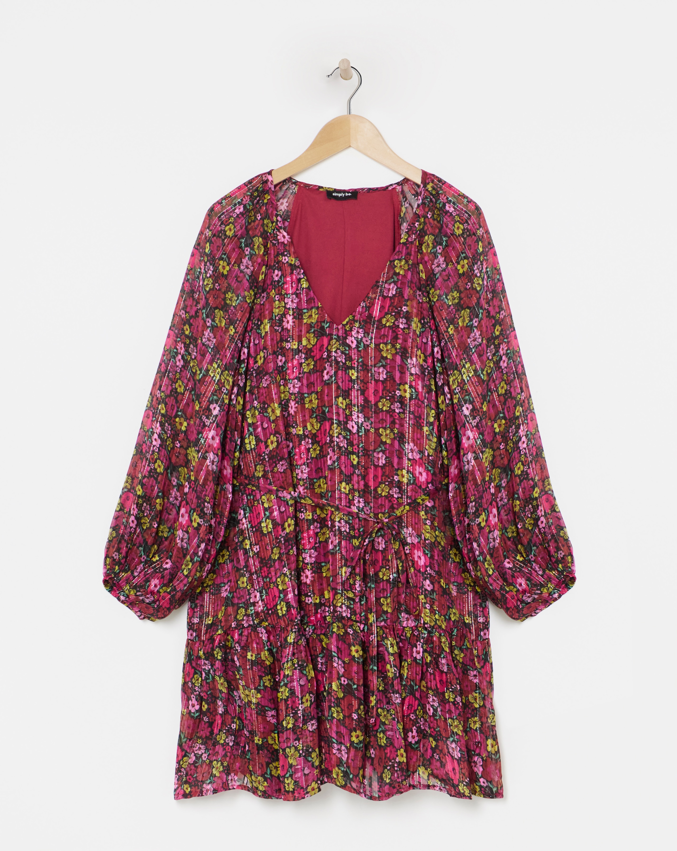 Simply Be - Women's Floral Print Metallic Thread Detail Swin - Size 14 - Floral print - 97% Polyester 3% Metallised Fibre