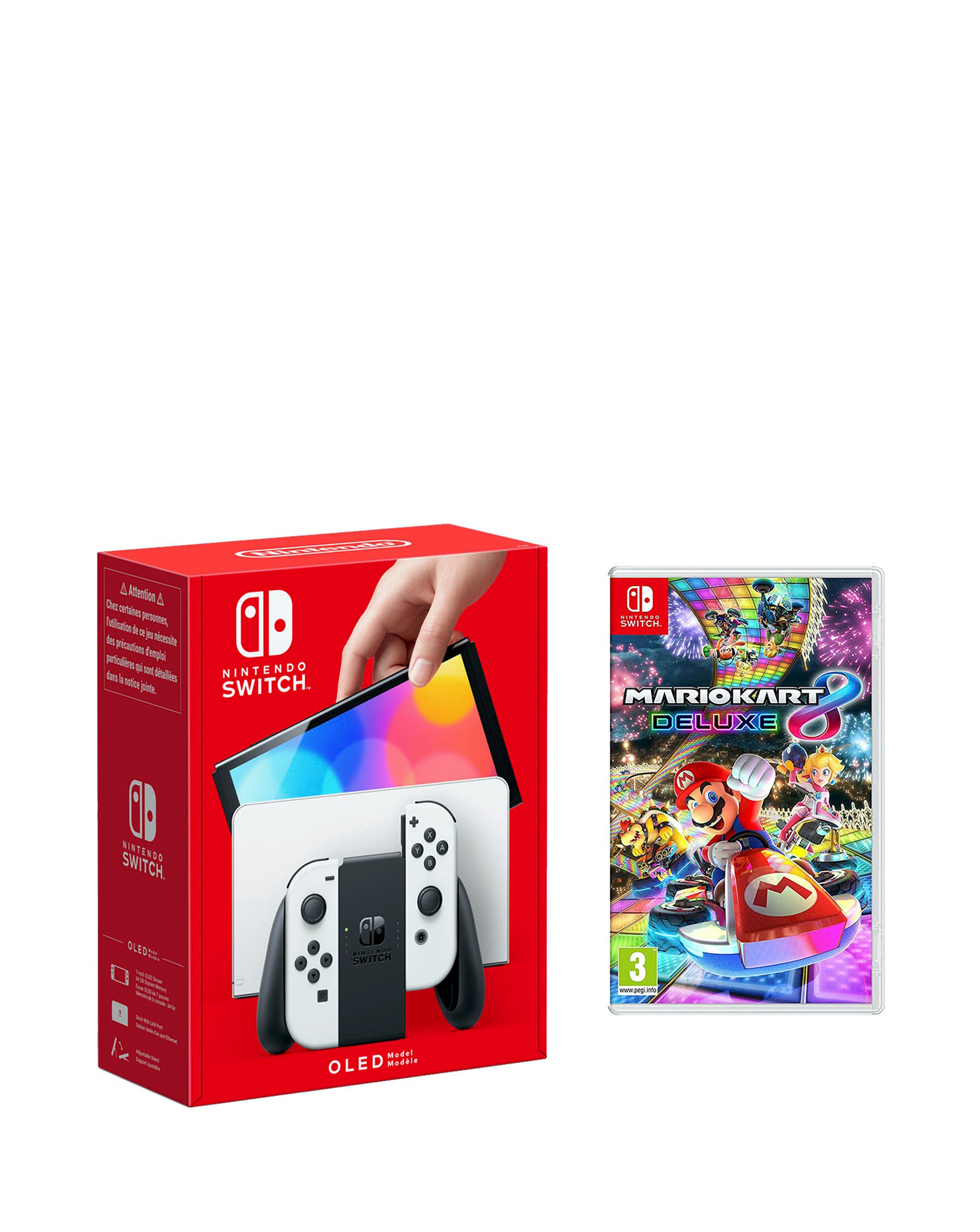 Switch Oled White + Mario Kart 8 Deluxe