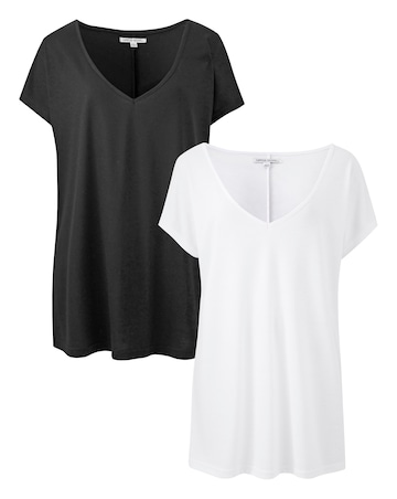 2 Pack V Neck Slouch T Shirts