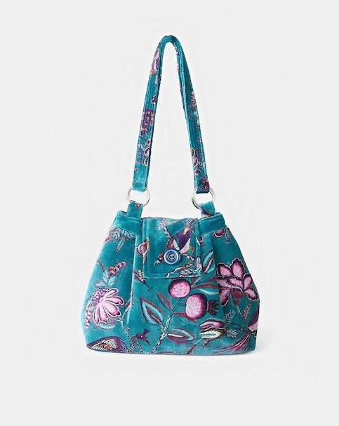 Joe Browns In Paradise Velvet Bag - Teal Multi-Coloured