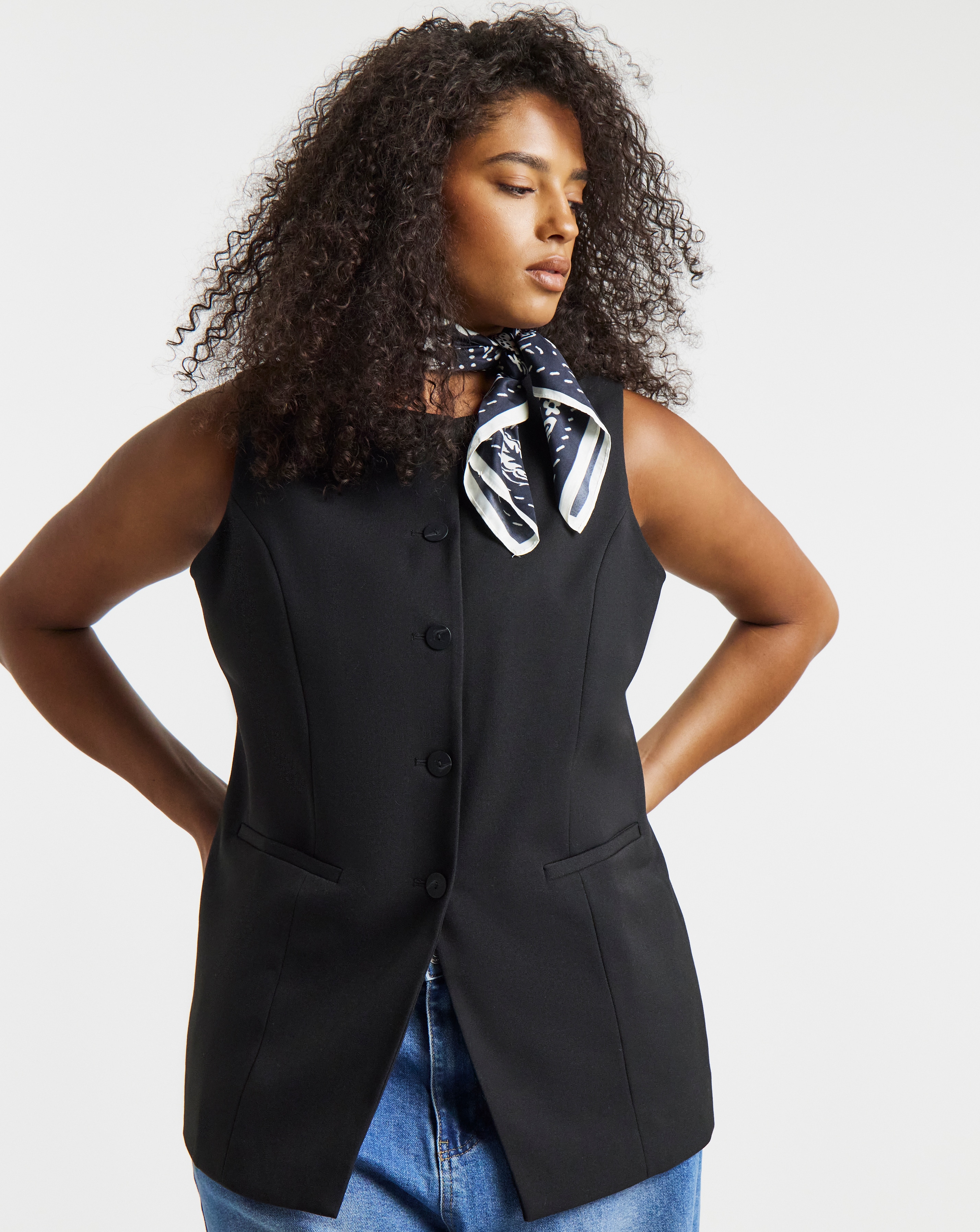 Black Longline Waistcoat