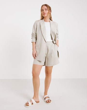 Simply Be Neutral Pinstripe Linen Blend Co-ord Short