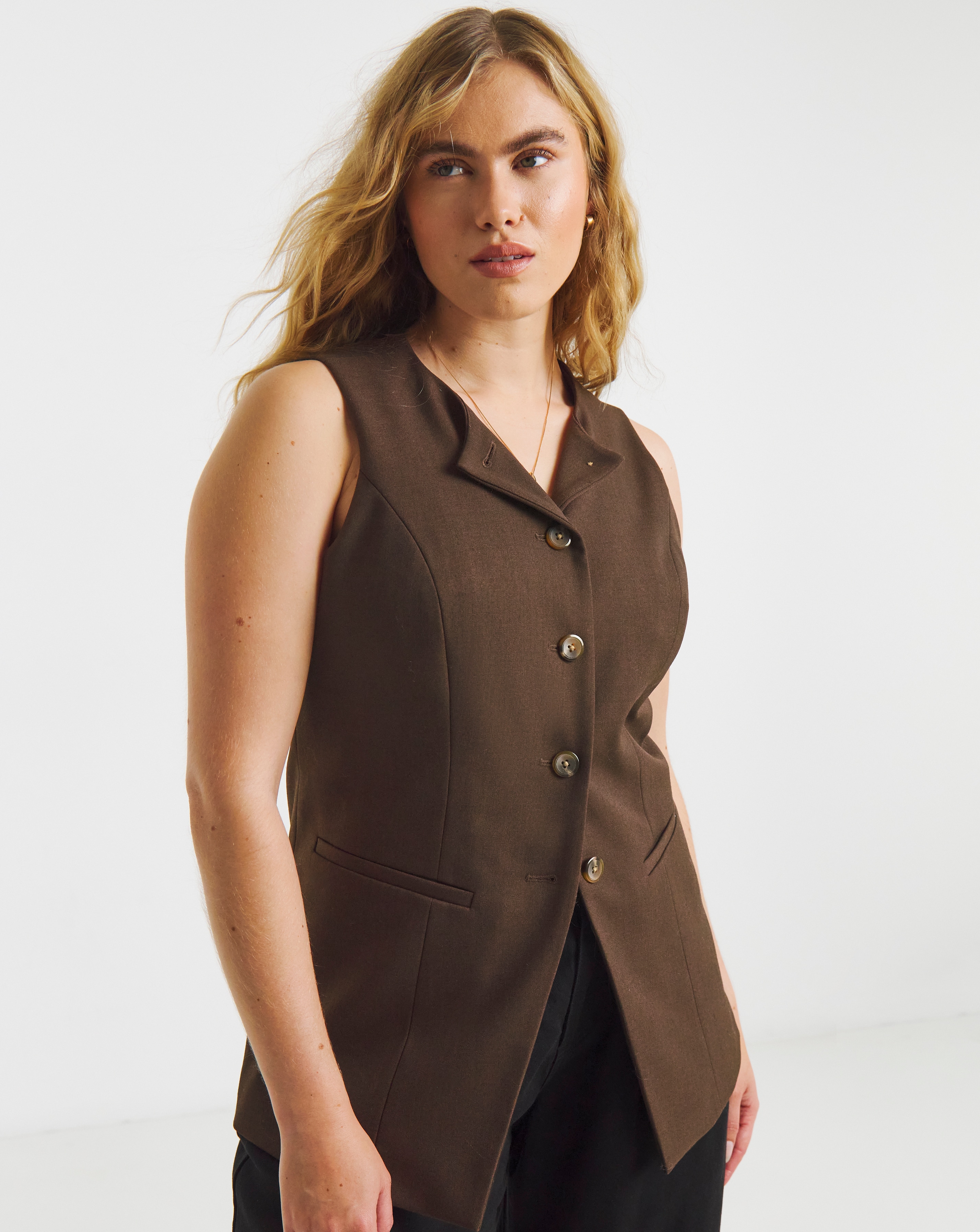 Chocolate Longline Waistcoat