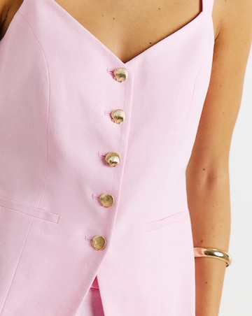 Pink Linen V-Neck Waistcoat