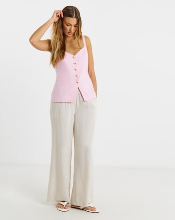 Pink Linen V-Neck Waistcoat
