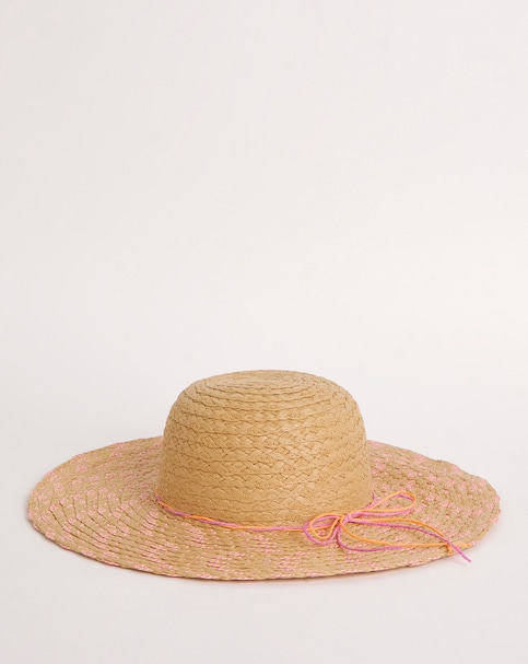 Multi-Weave Pink Wide Brim Hat
