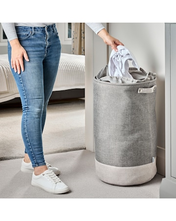 Minky 86L Round Laundry Hamper with Drawstring