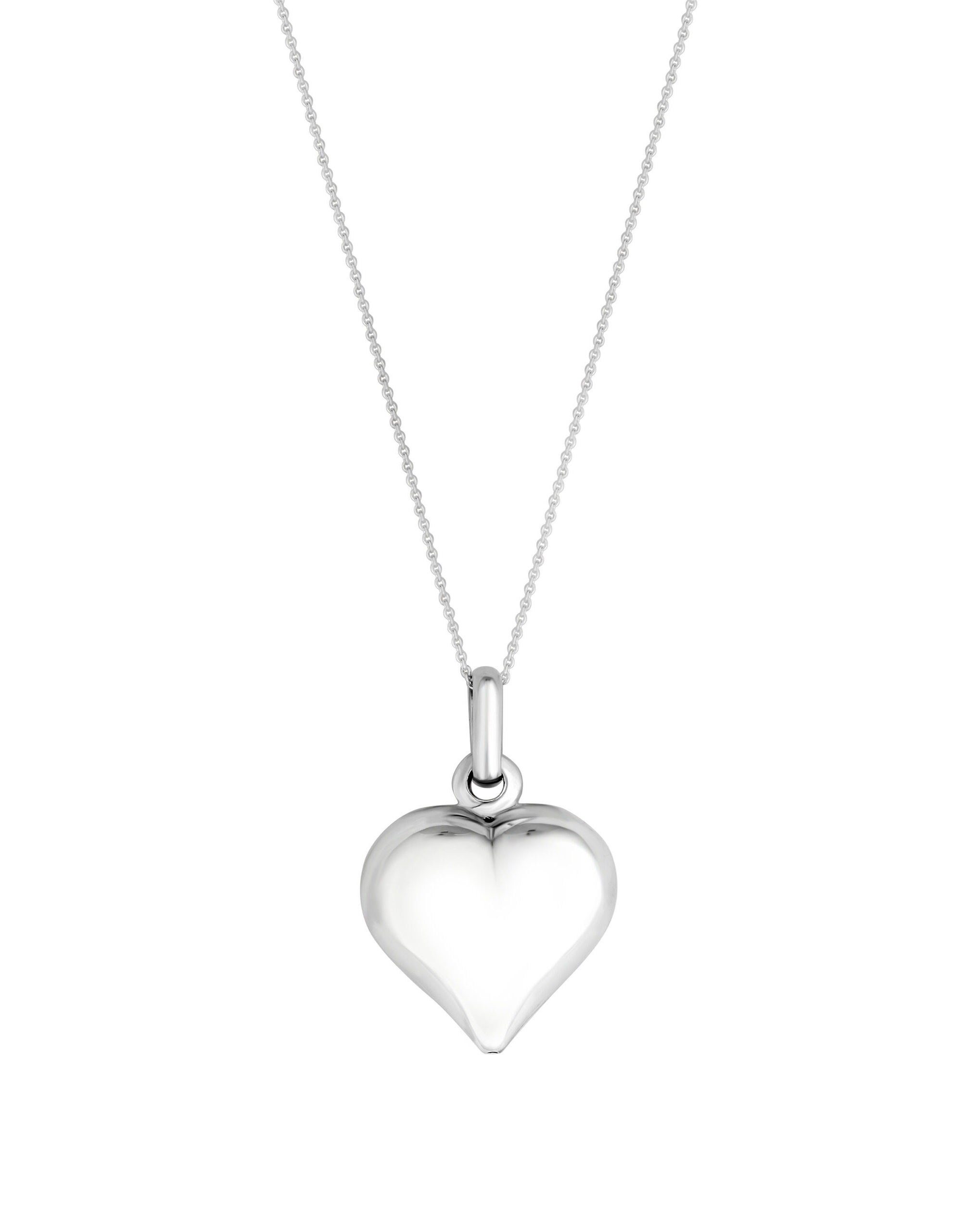 Simply Silver Recycled Sterling Silver 925 Polished Puff Heart Necklace