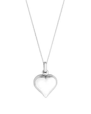 Simply Silver Recycled Sterling Silver 925 Polished Puff Heart Necklace