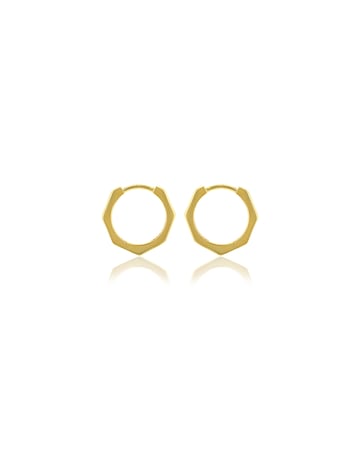 9CT Yellow Gold Hexagon Hoop Earrings