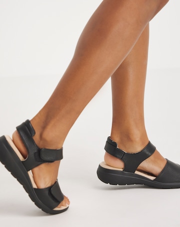 Cushion Walk Black Touch and Close Sandal Ultra Wide Fit (EEEEE)