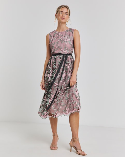 Joanna Hope Floral Mesh Prom Dress