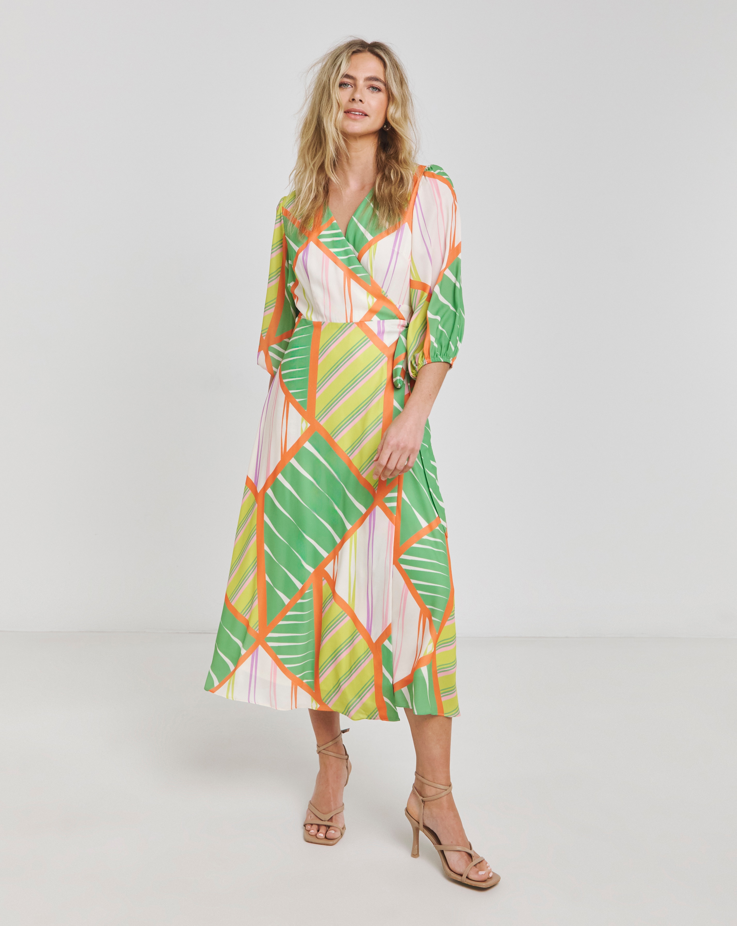 Joanna Hope Printed Wrap Midi Dress