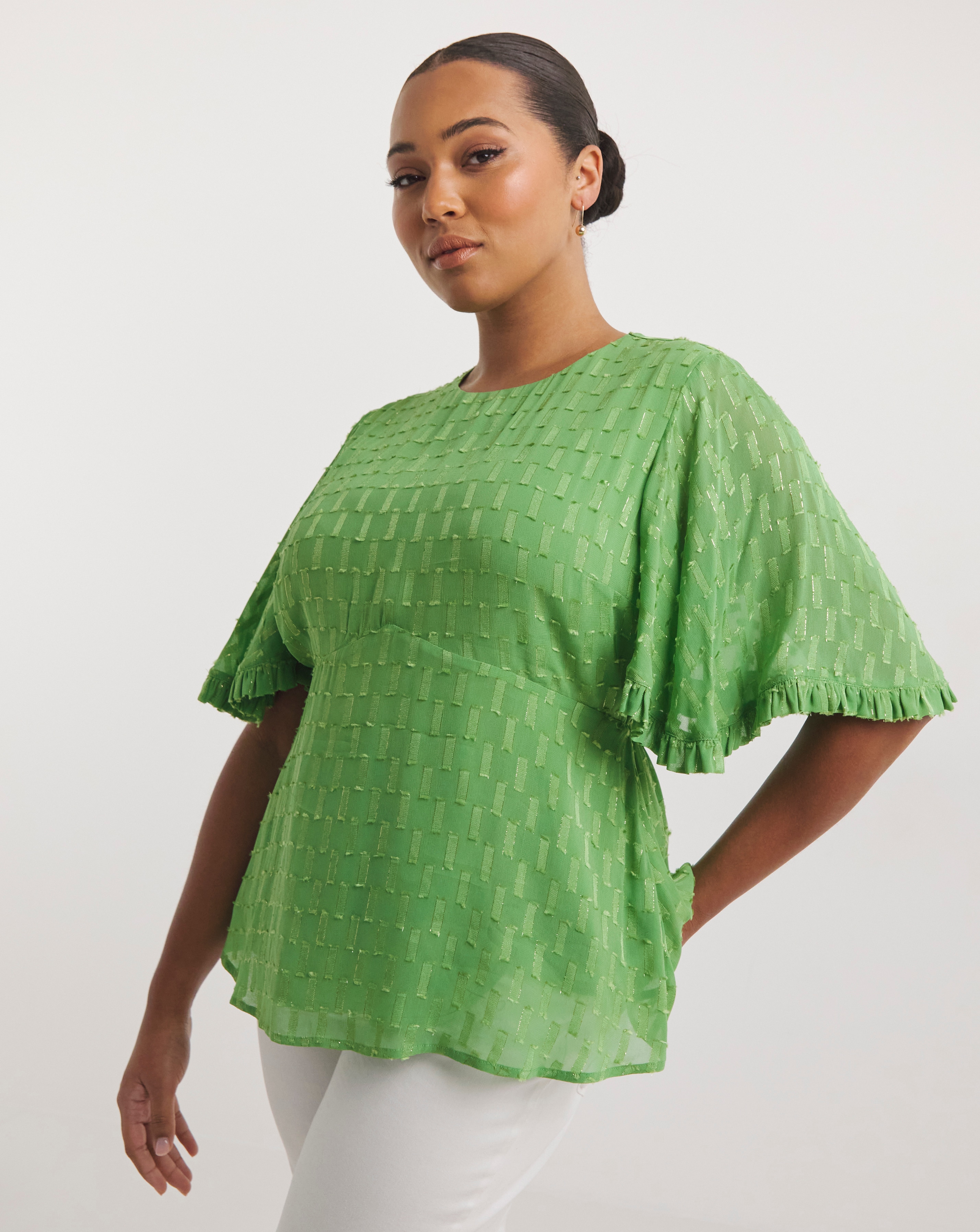 Joanna Hope Metallic Dobby Blouse - Green - Womens - Size 14