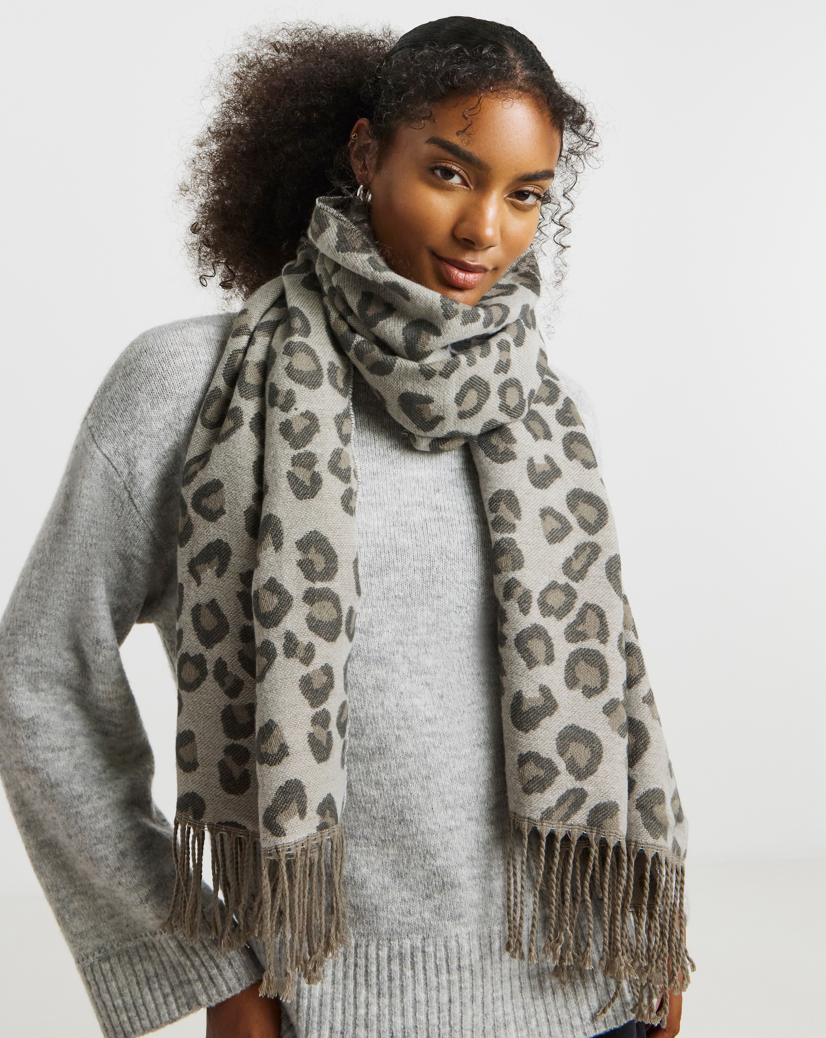 Leopard Print Midweight Scarf